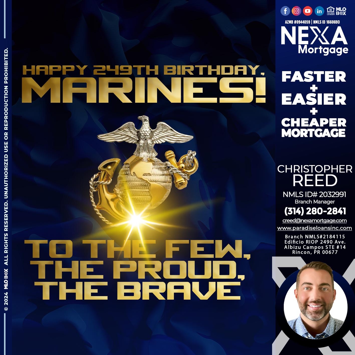MARINES BIRTHDAY - Christopher Reed -Branch Manager