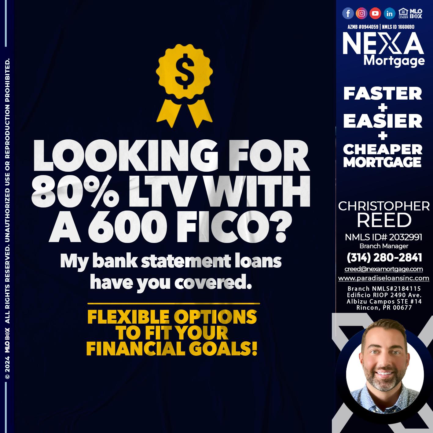 LOOKING 80% - Christopher Reed -Branch Manager
