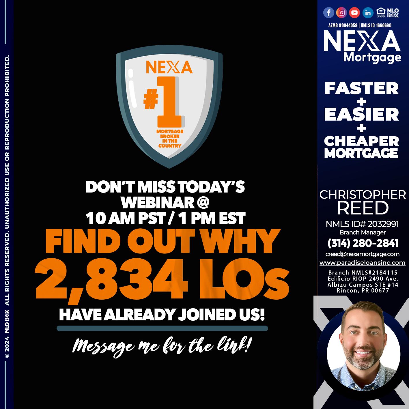NEXA NO. 1 MORTGAGE BROKER - Christopher Reed -Branch Manager