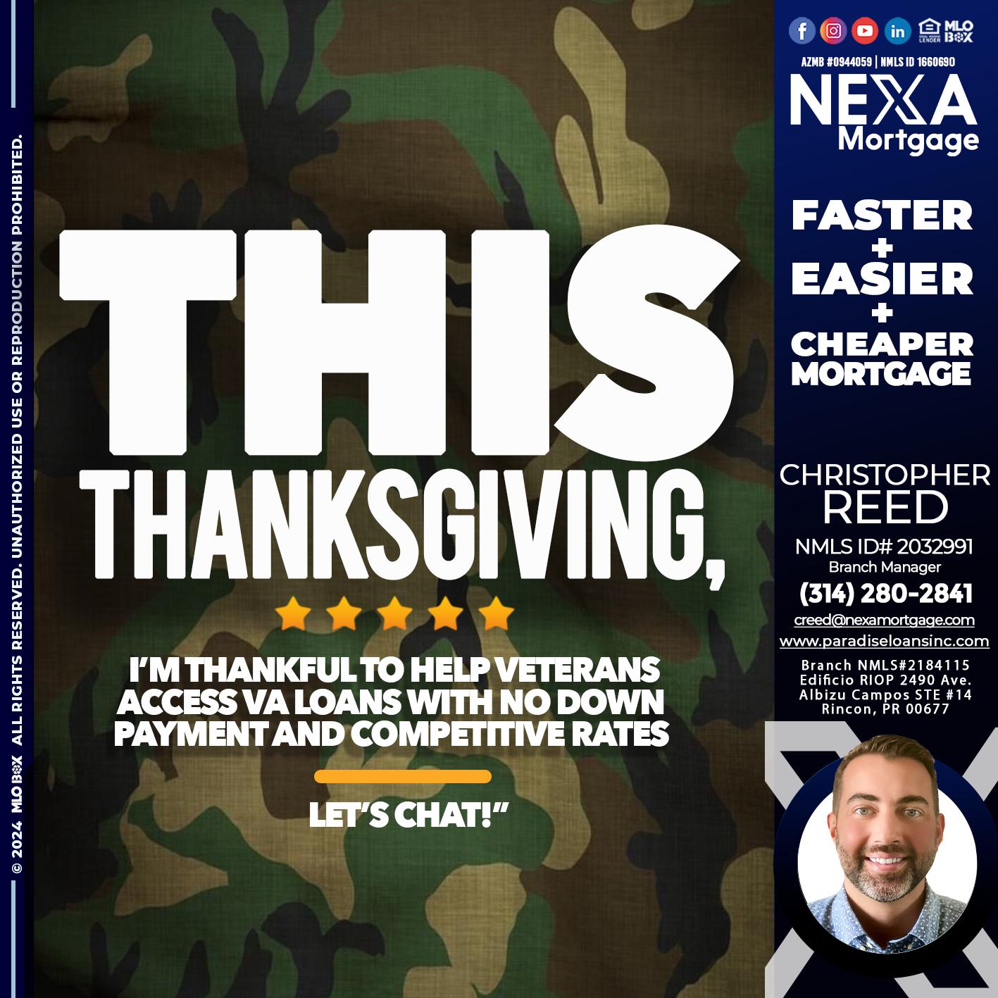 THIS THANKSGIVING - Christopher Reed -Branch Manager