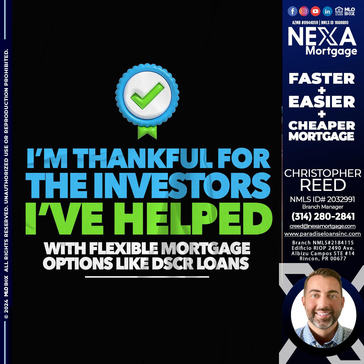 IM THANKFULL - Christopher Reed -Branch Manager