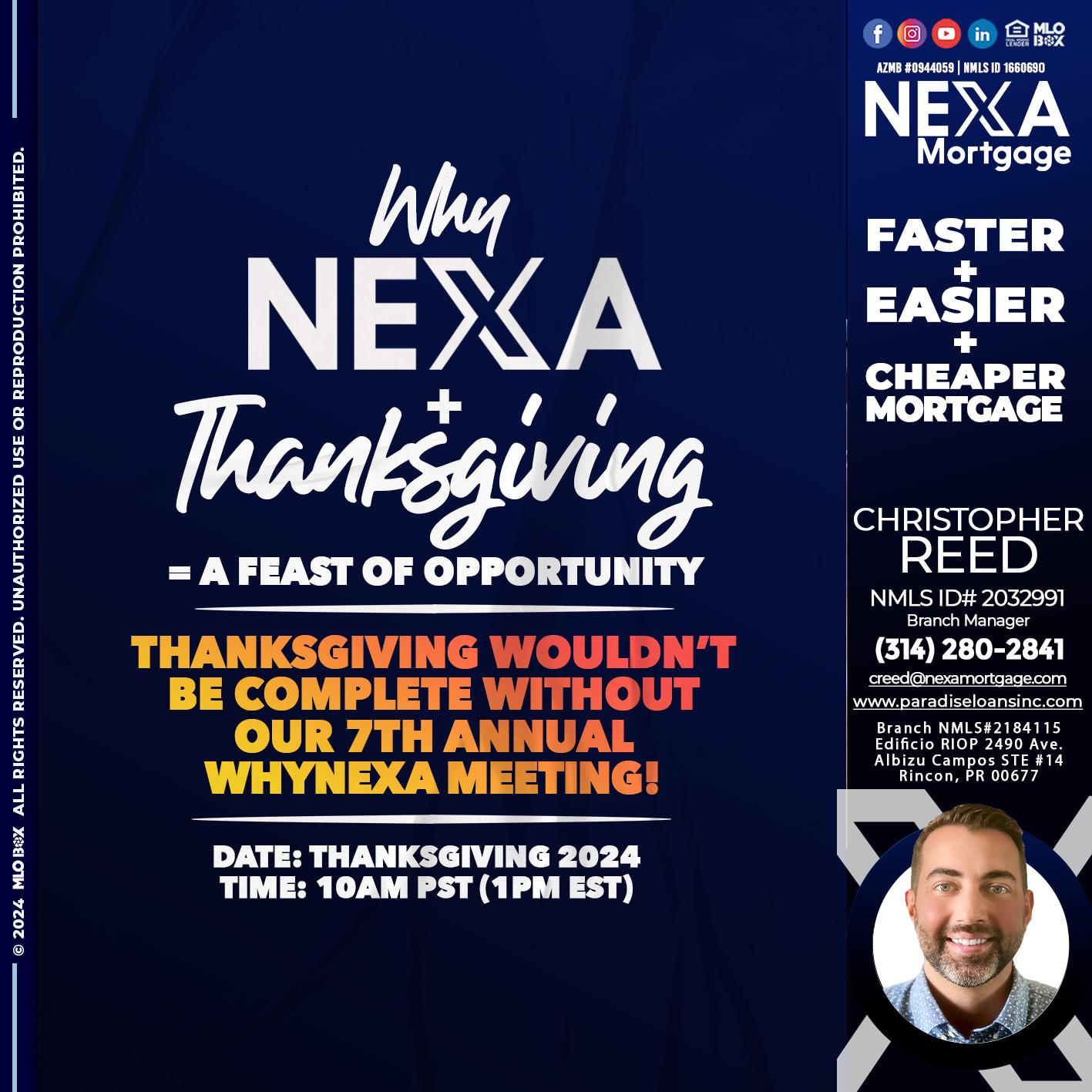 WHY NEXA + THANKSGIVING - Christopher Reed -Branch Manager