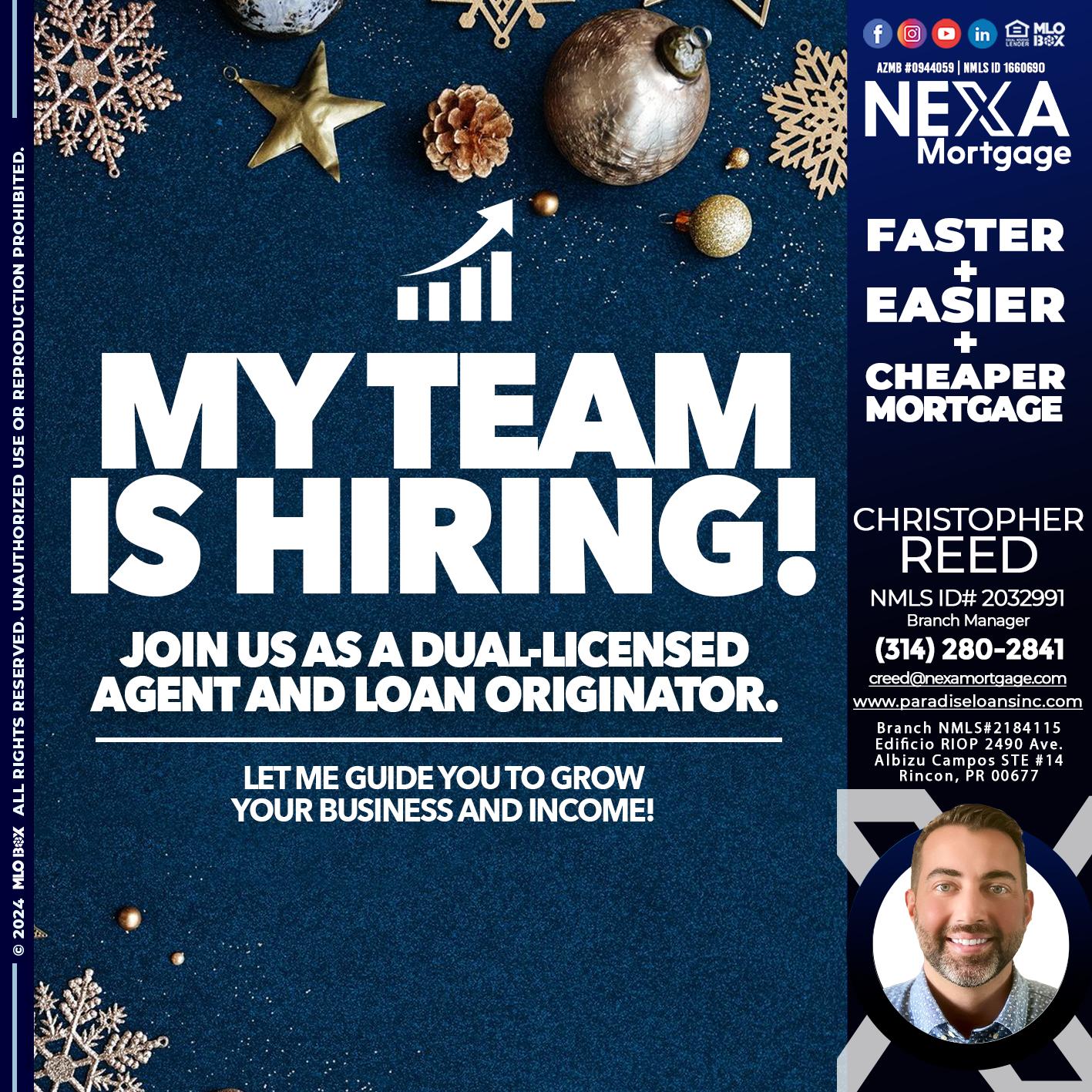 my team is hiring - Christopher Reed -Branch Manager