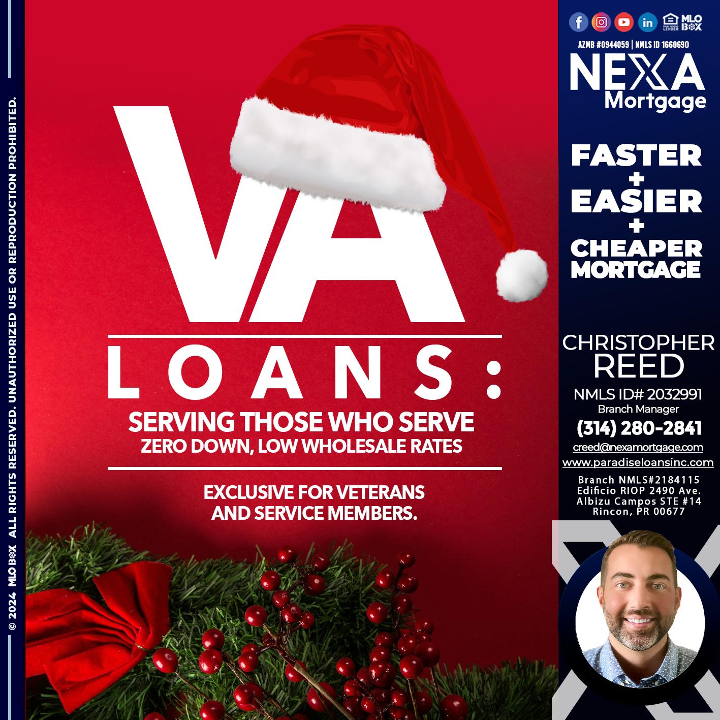 VA LOANS - Christopher Reed -Branch Manager