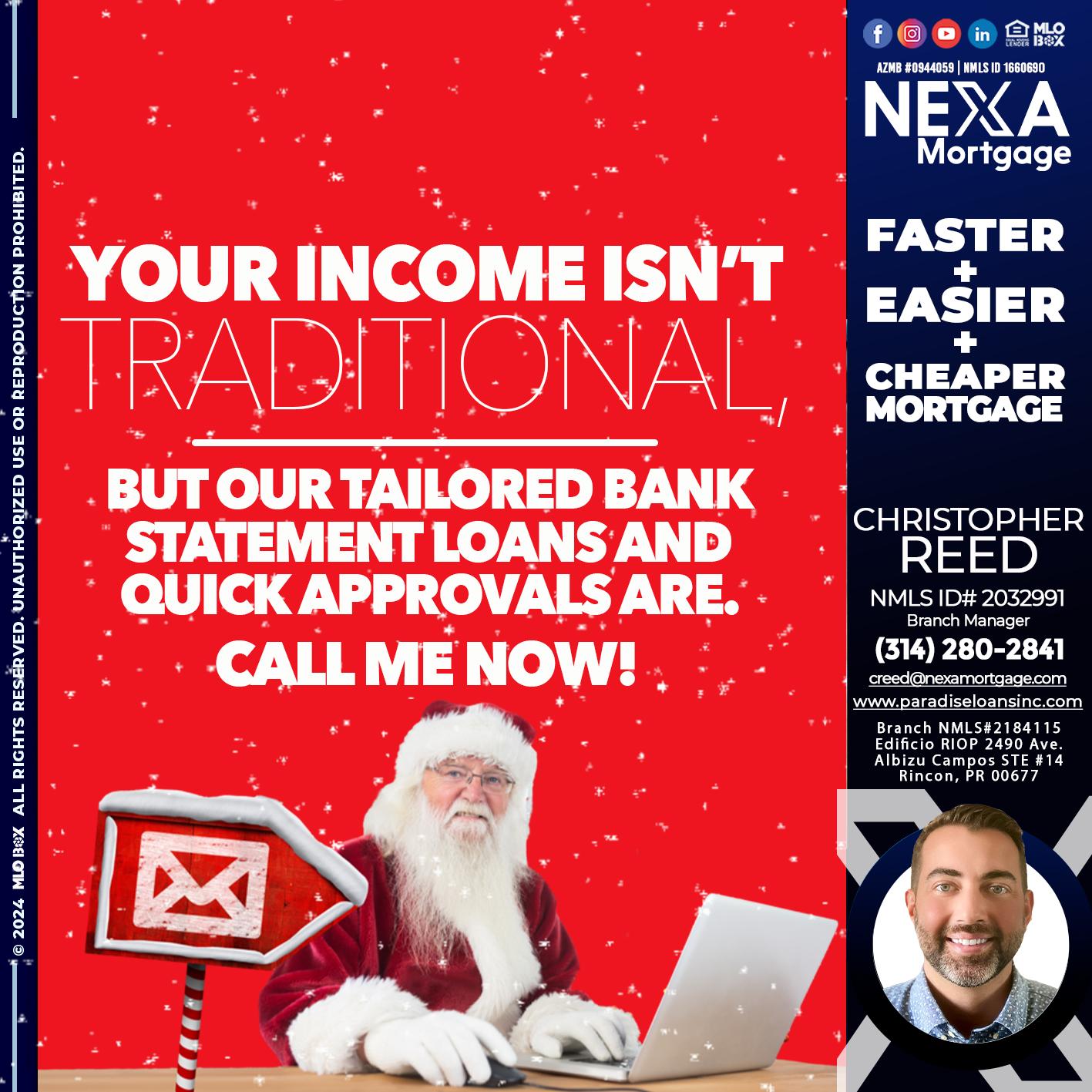 YOUR INCOME ISN´T - Christopher Reed -Branch Manager