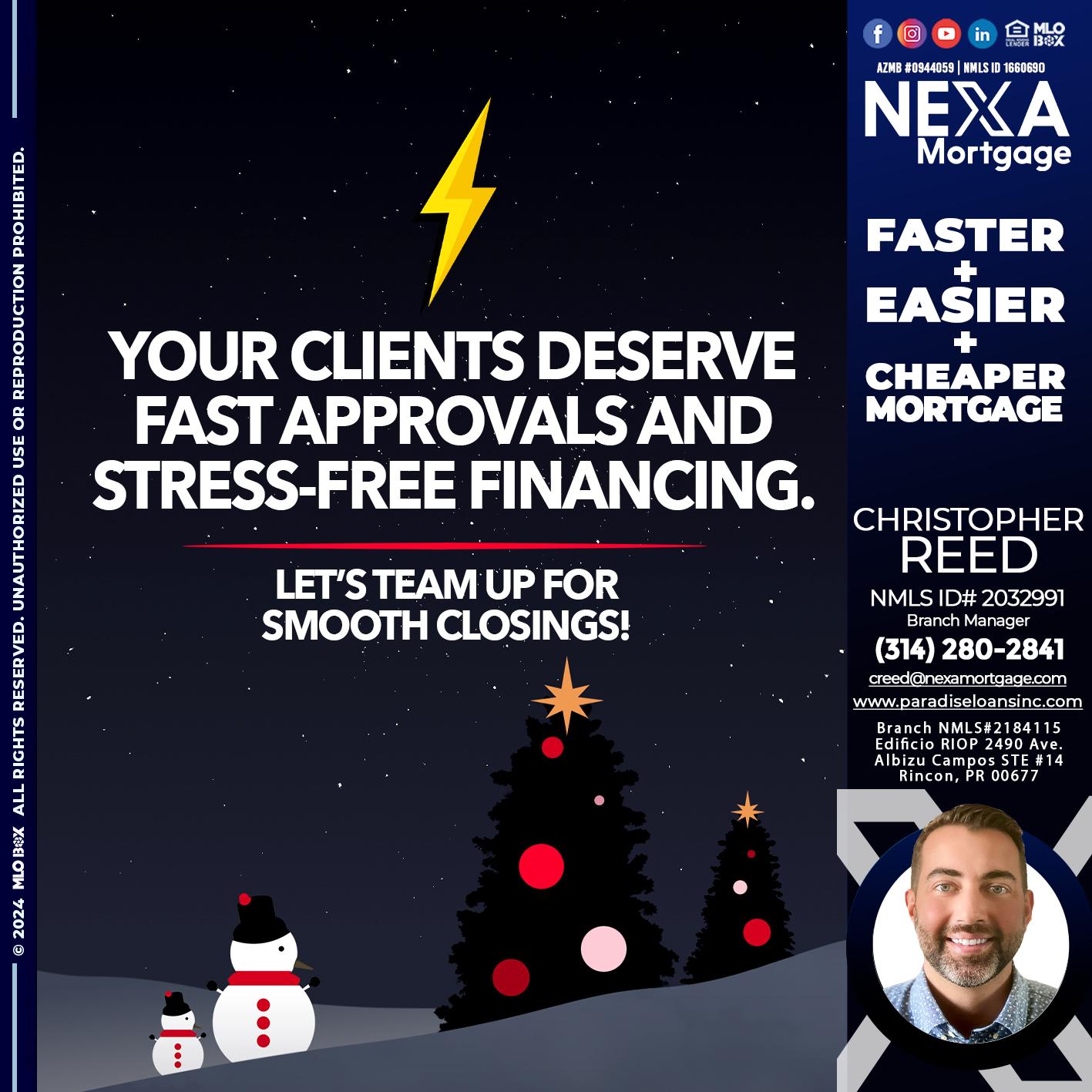 YOUR CLIENTS - Christopher Reed -Branch Manager