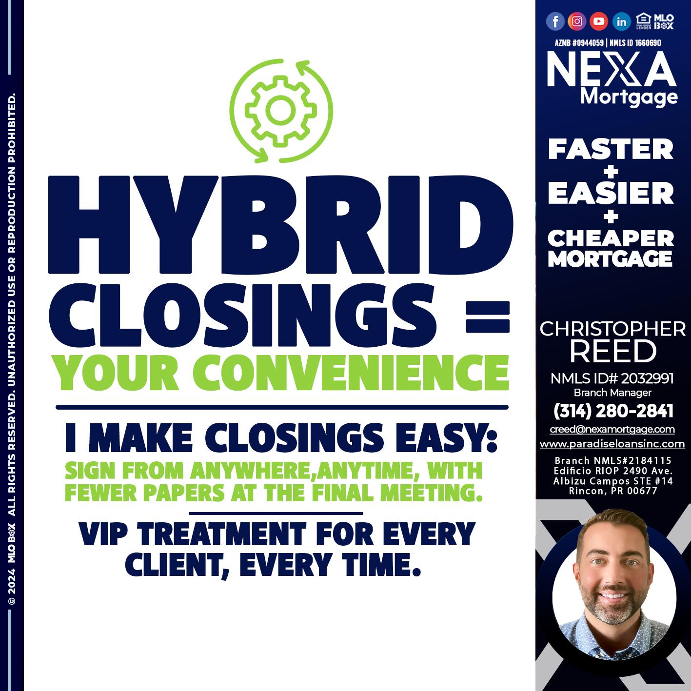 HYBRID CLOSINGS - Christopher Reed -Branch Manager