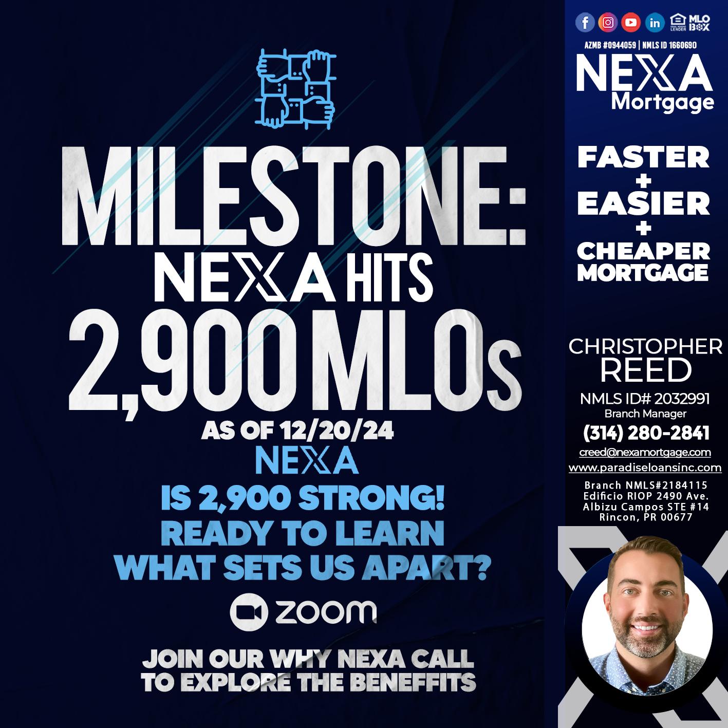 MILSTONE 2900 - Christopher Reed -Branch Manager