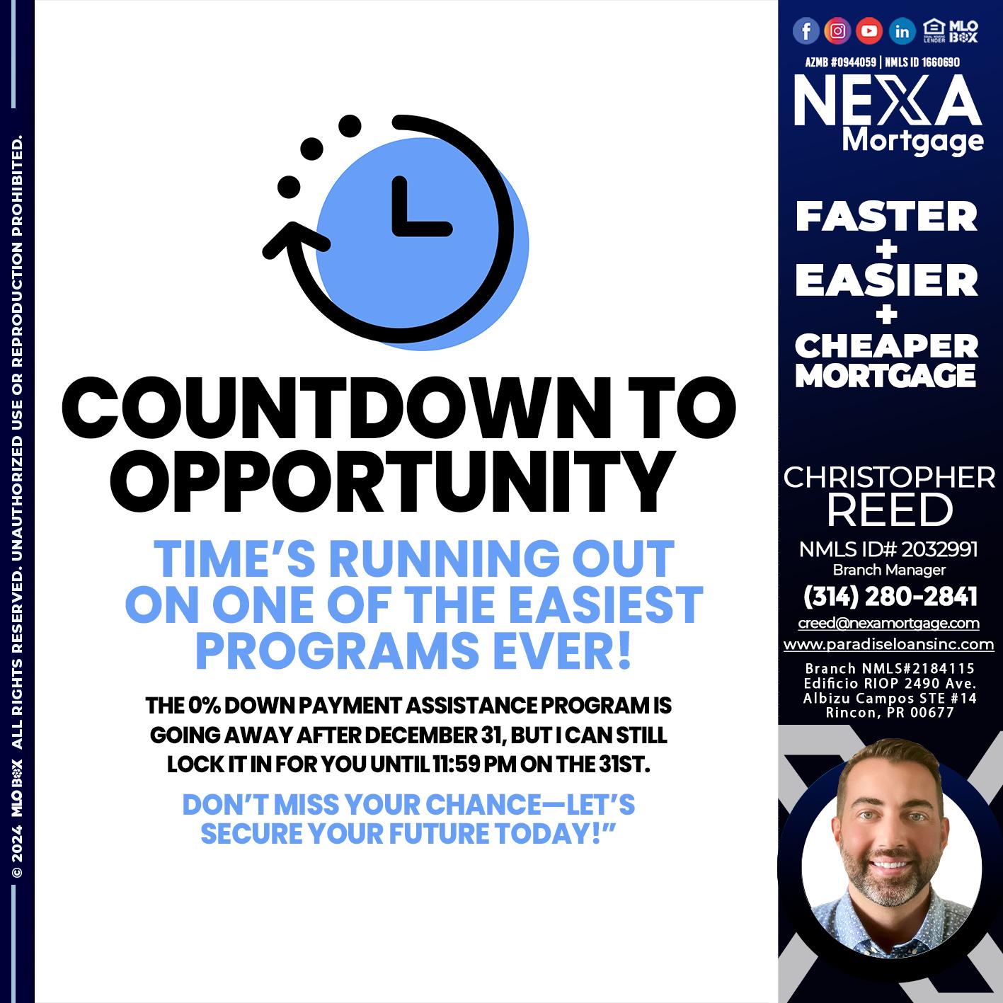 COUNTDOWN - Christopher Reed -Branch Manager