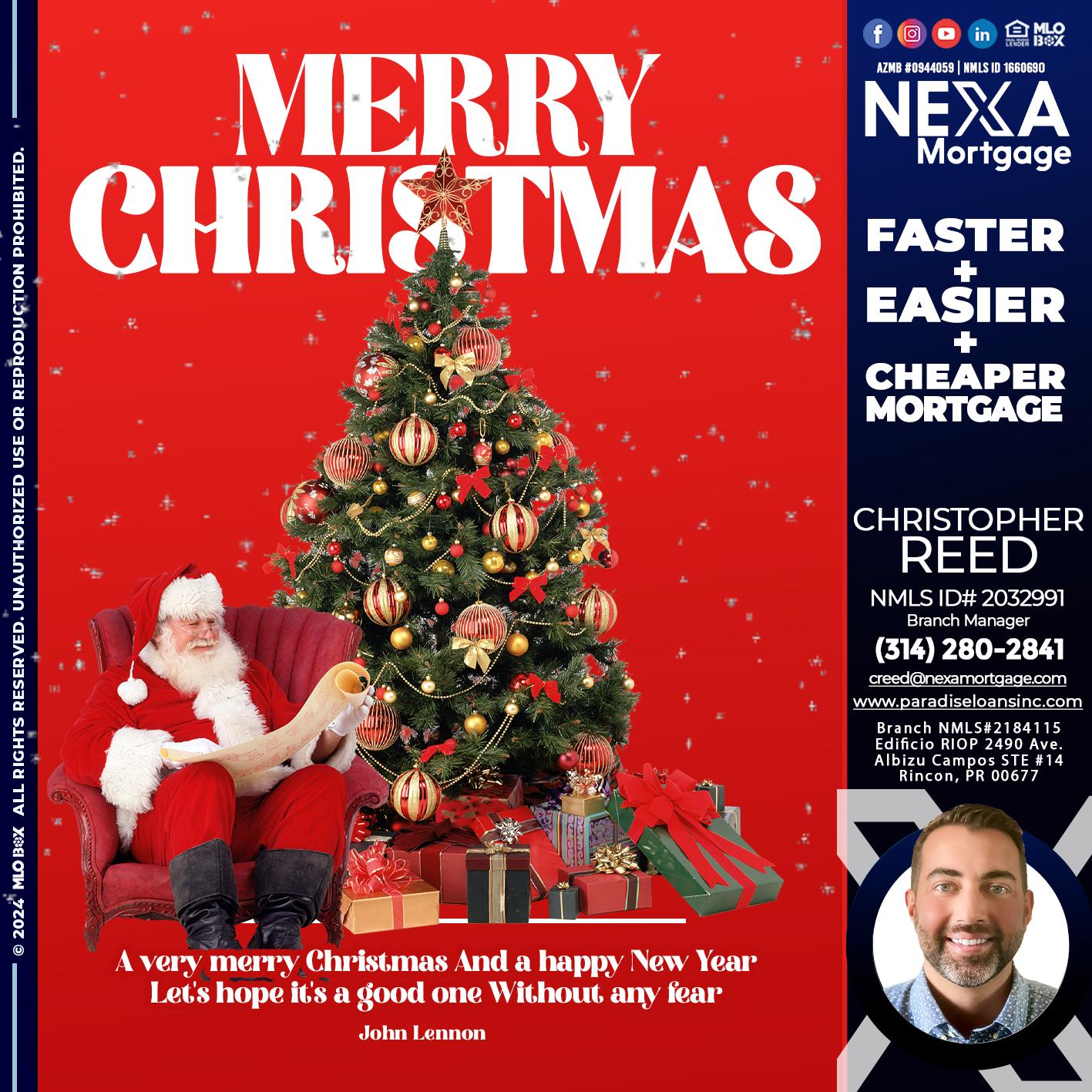 MERRY CHRISTMASS - Christopher Reed -Branch Manager
