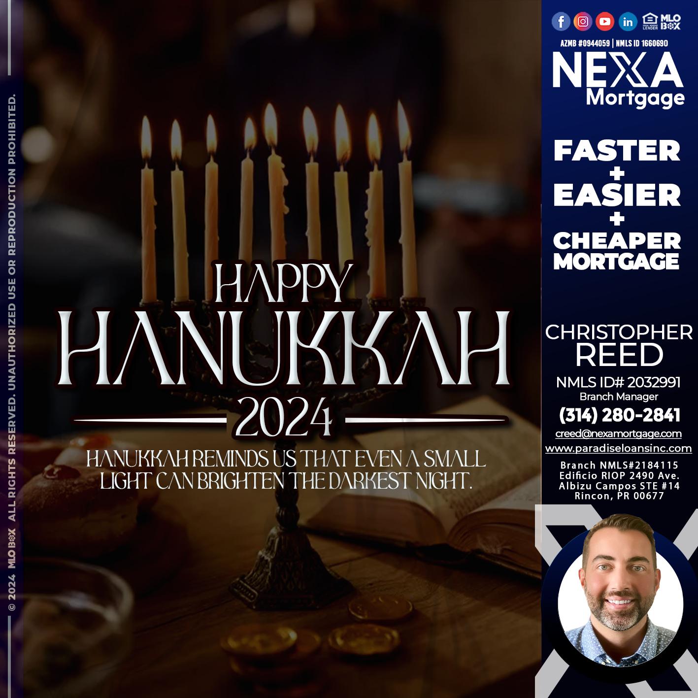 happy hanukkah - Christopher Reed -Branch Manager