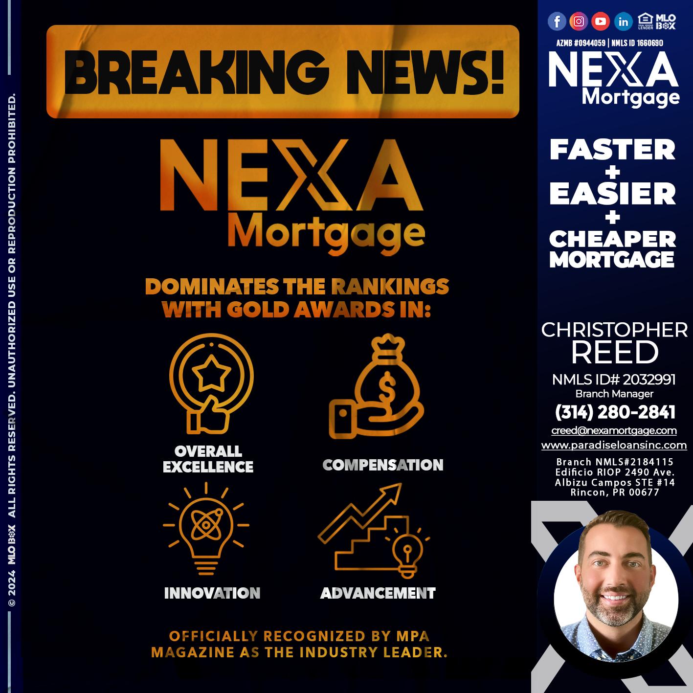 BREAKING NEWS - Christopher Reed -Branch Manager