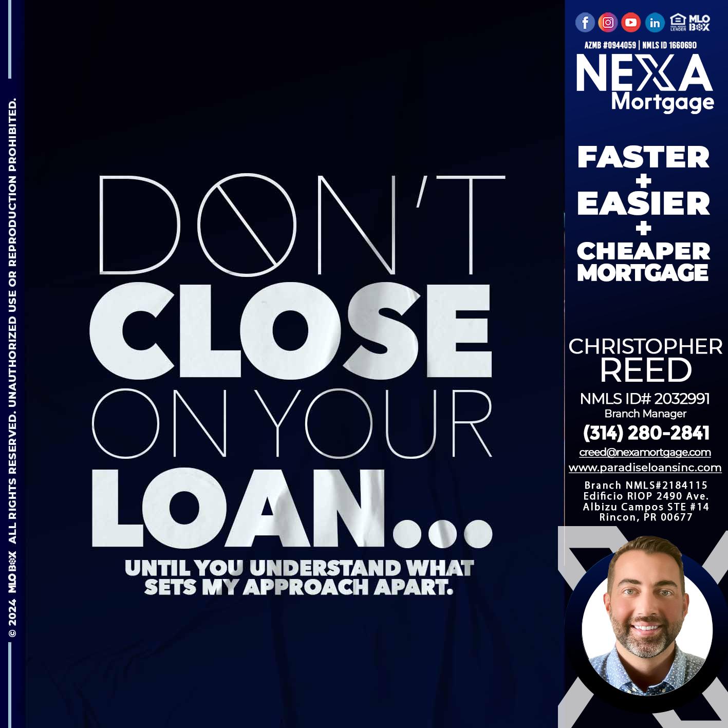 DONT CLOSE - Christopher Reed -Branch Manager