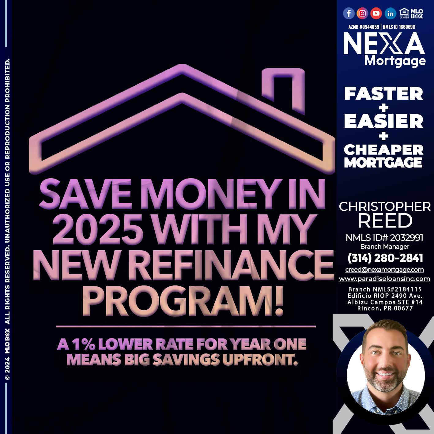 SAVE MONEY IN 2025 - Christopher Reed -Branch Manager