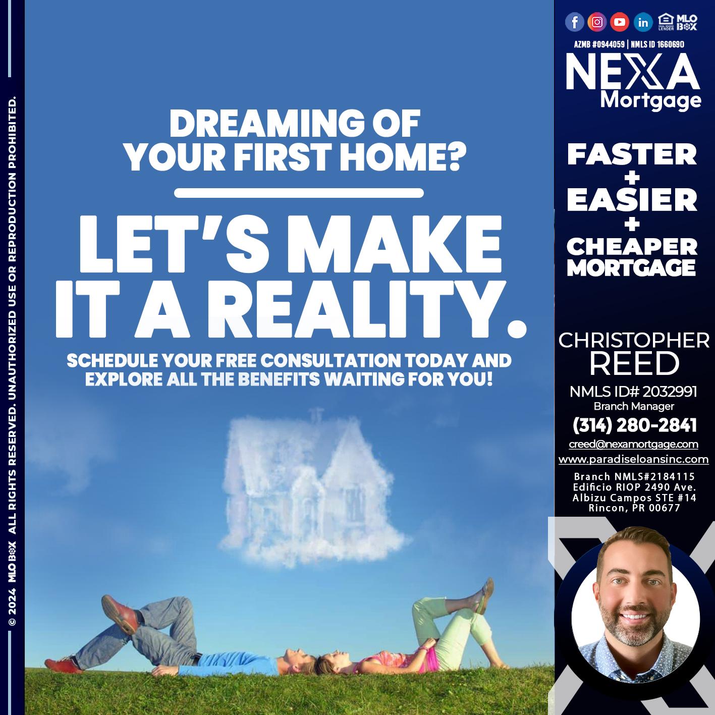 LETS MAKE IT REALITY - Christopher Reed -Branch Manager