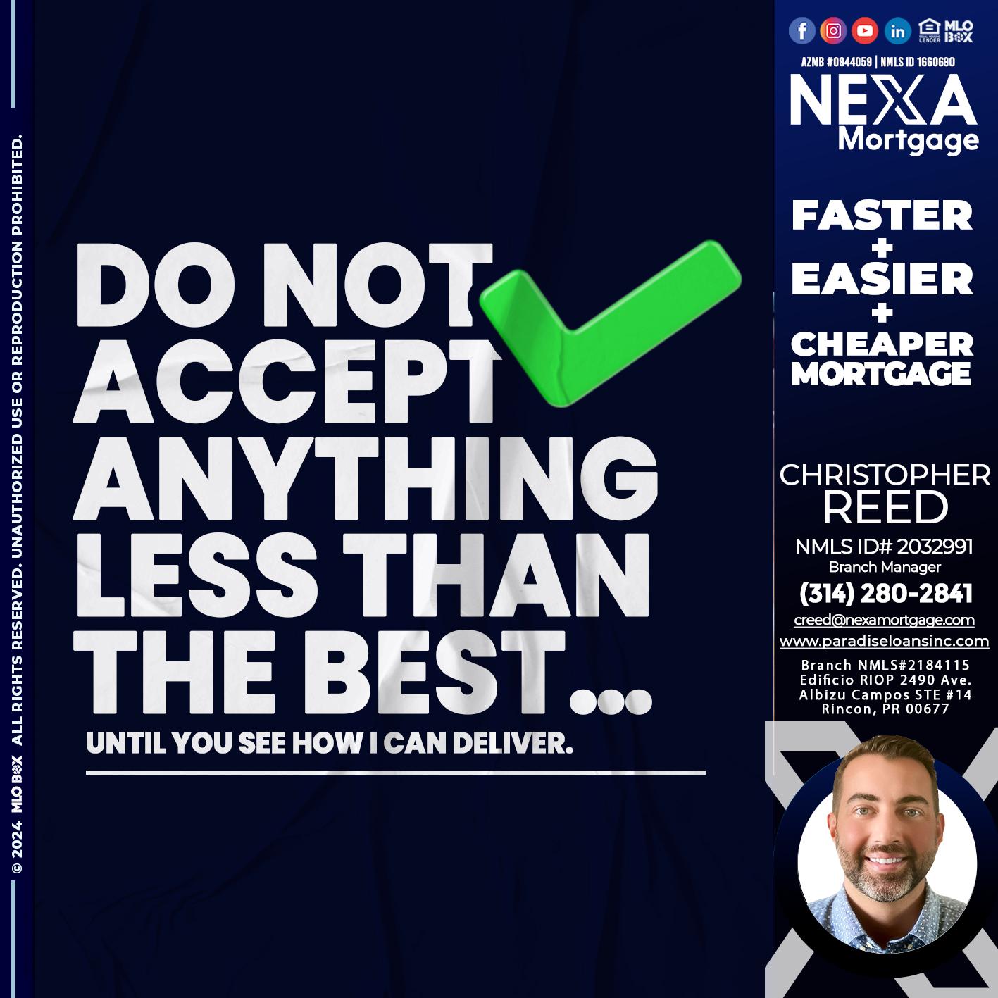 do not accept - Christopher Reed -Branch Manager