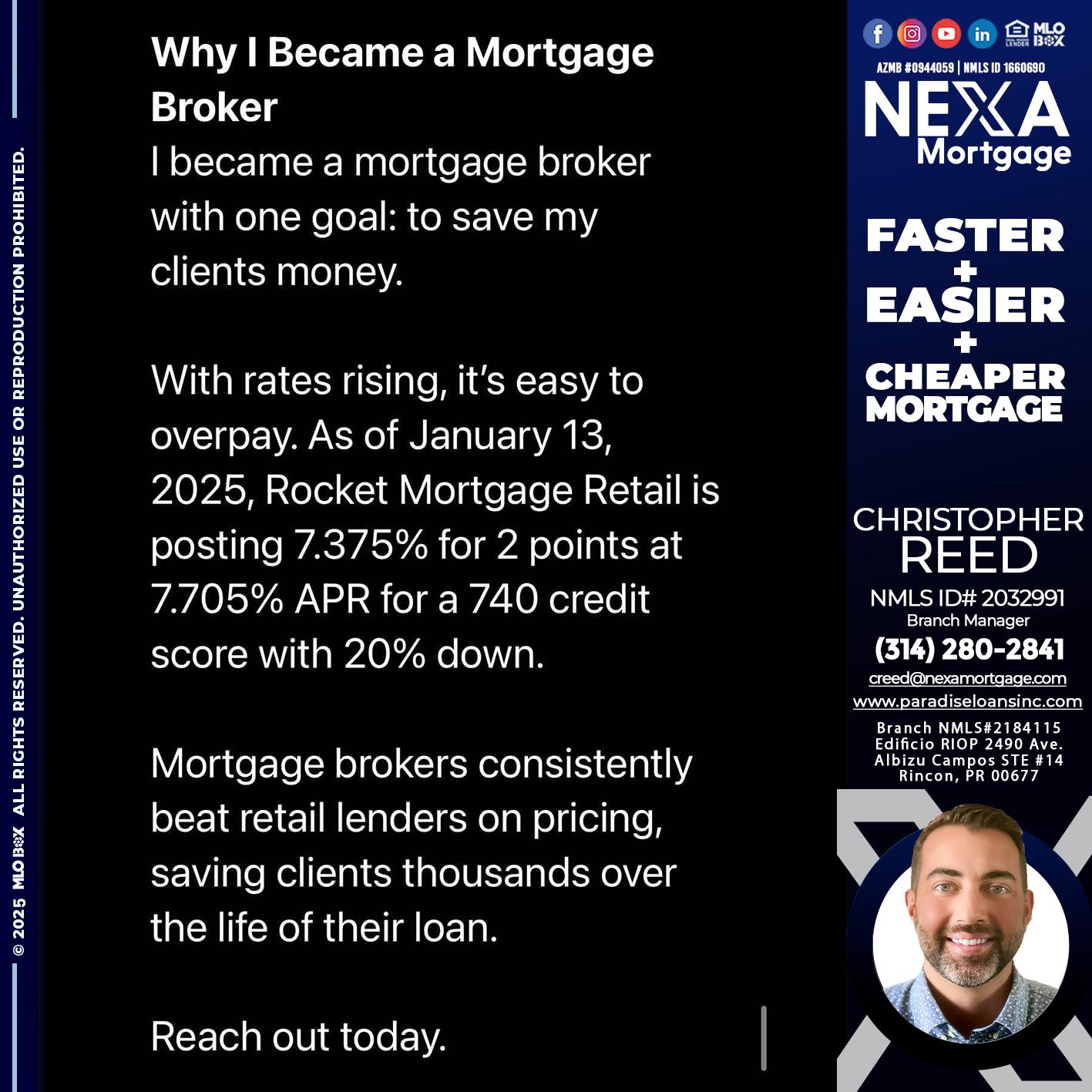 why i become - Christopher Reed -Branch Manager