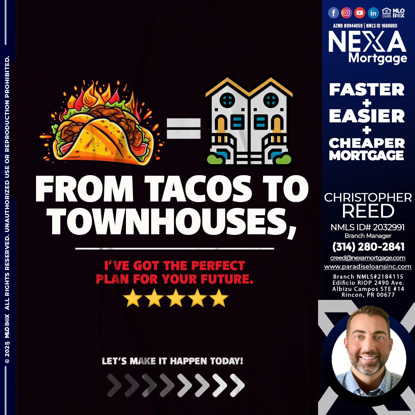 from tacos to - Christopher Reed -Branch Manager