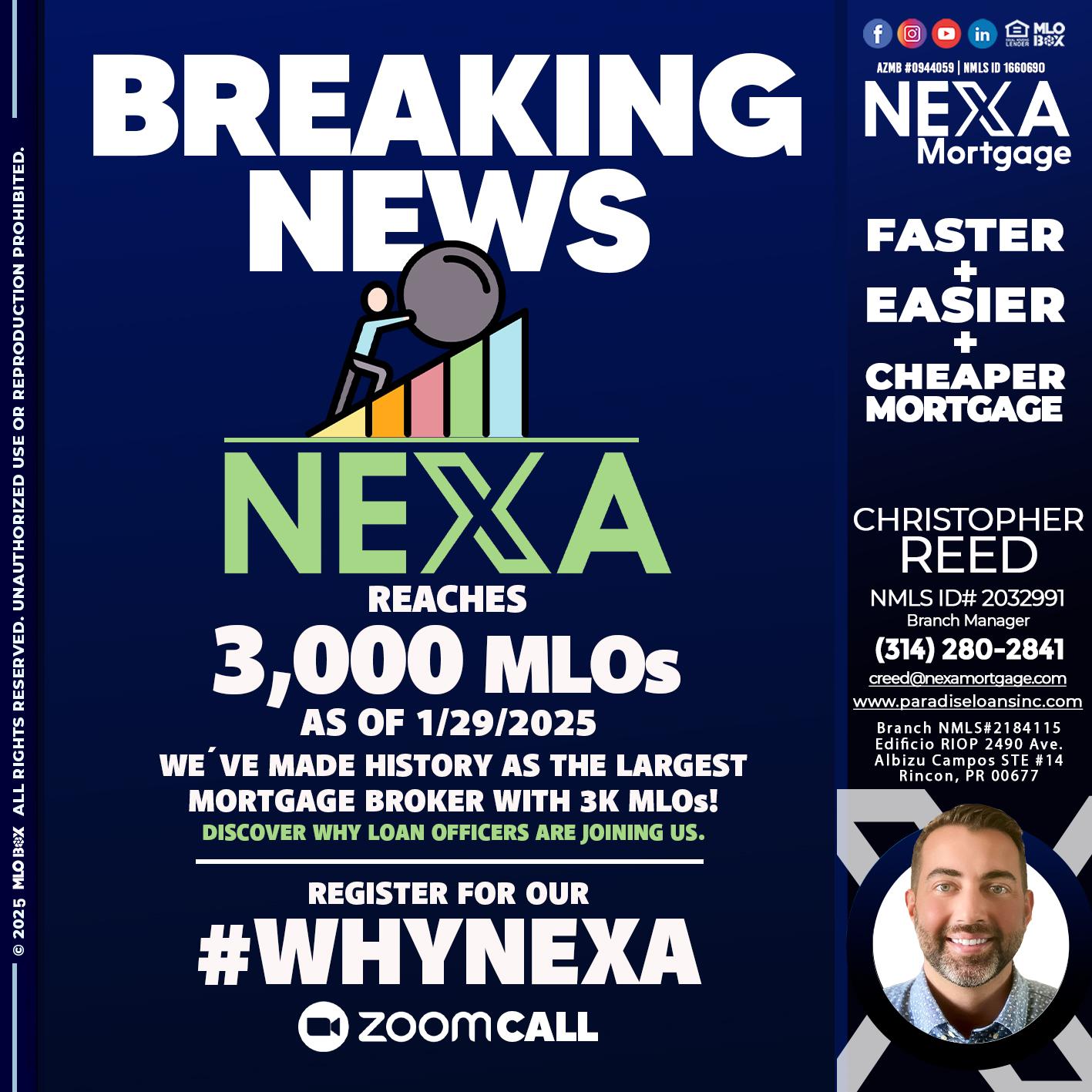 BREAKING NEWS - Christopher Reed -Branch Manager