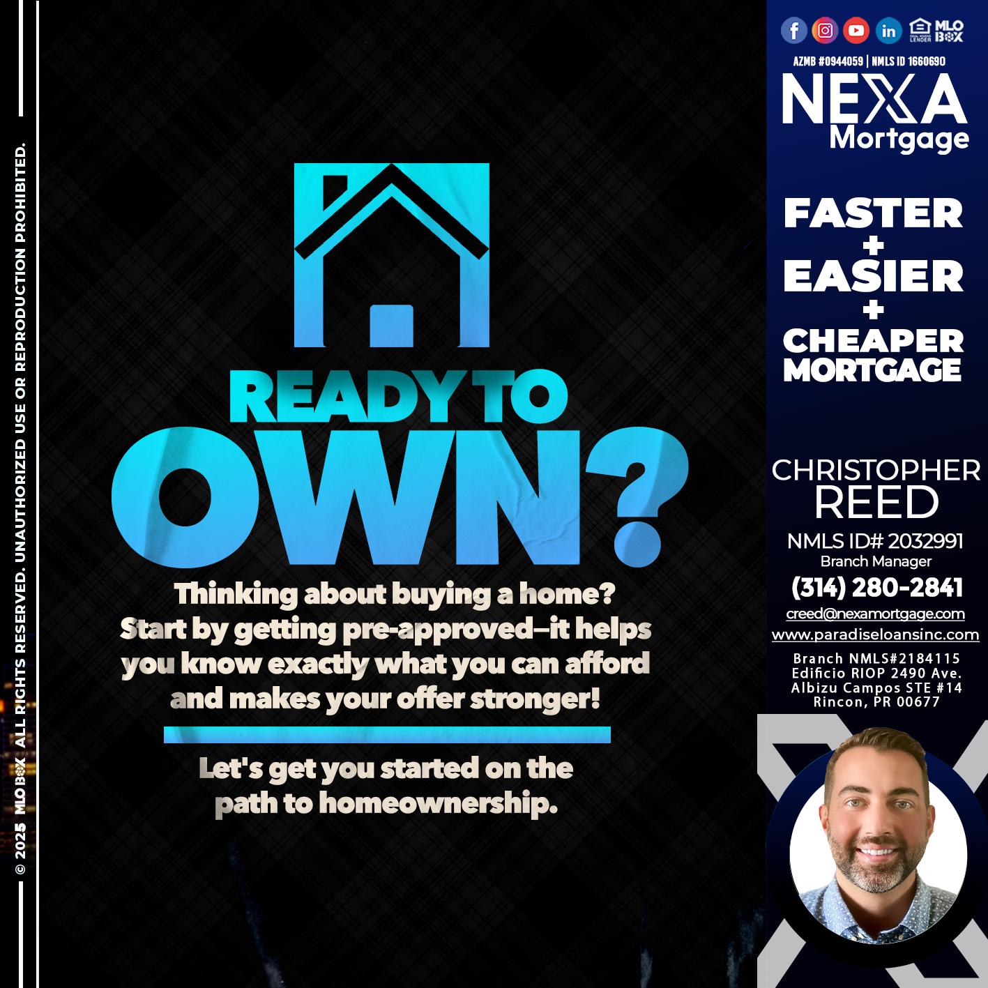 READY TO OWN - Christopher Reed -Branch Manager