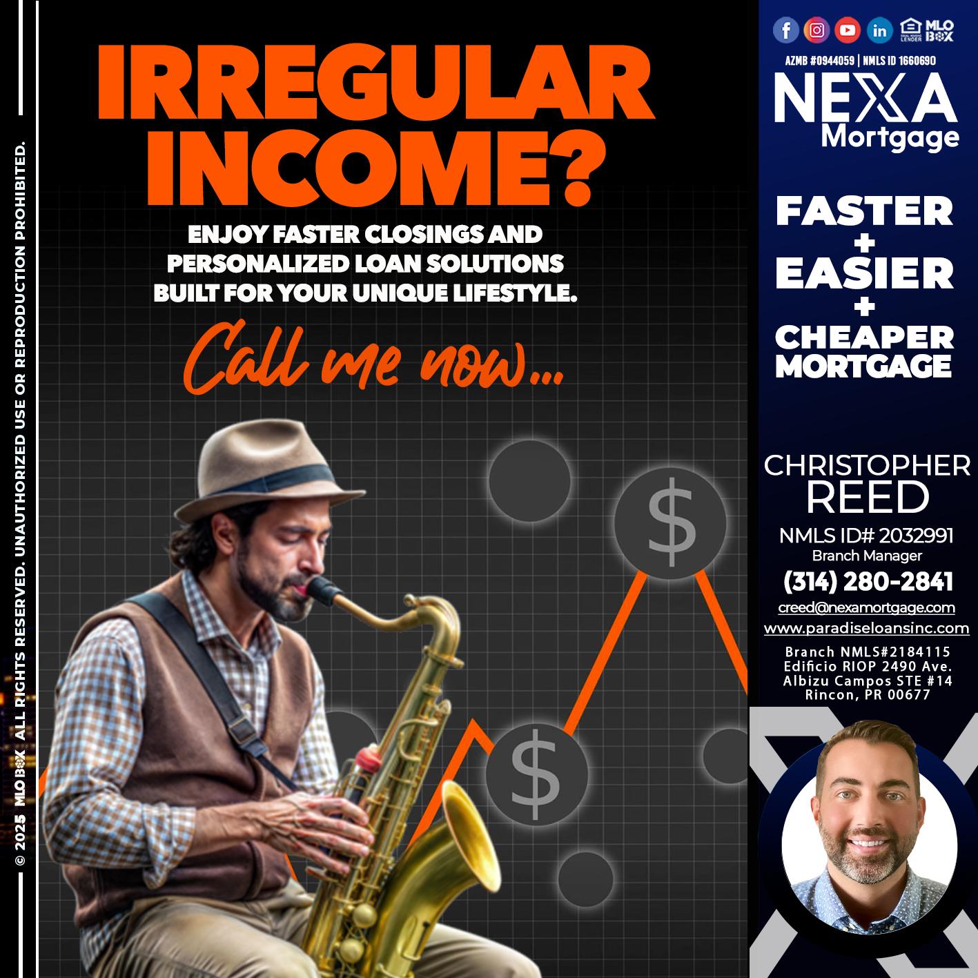IRREGULAR INCOME - Christopher Reed -Branch Manager
