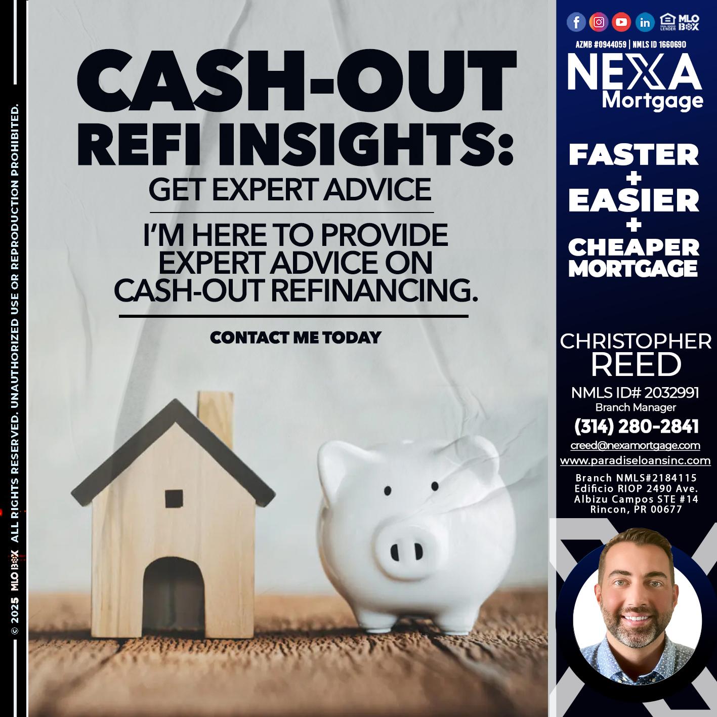 CASH OUT - Christopher Reed -Branch Manager