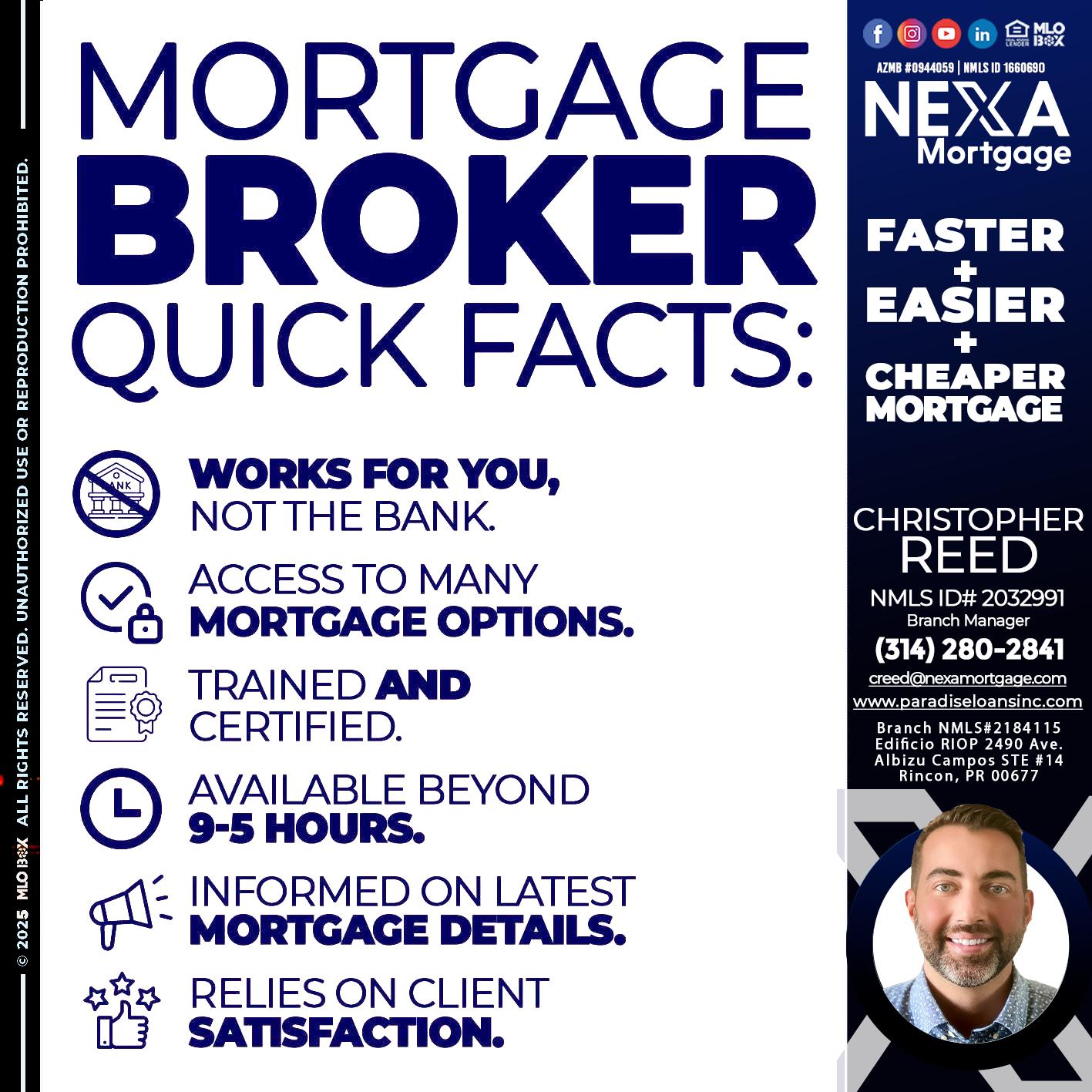 MORTGAGE BROKER - Christopher Reed -Branch Manager