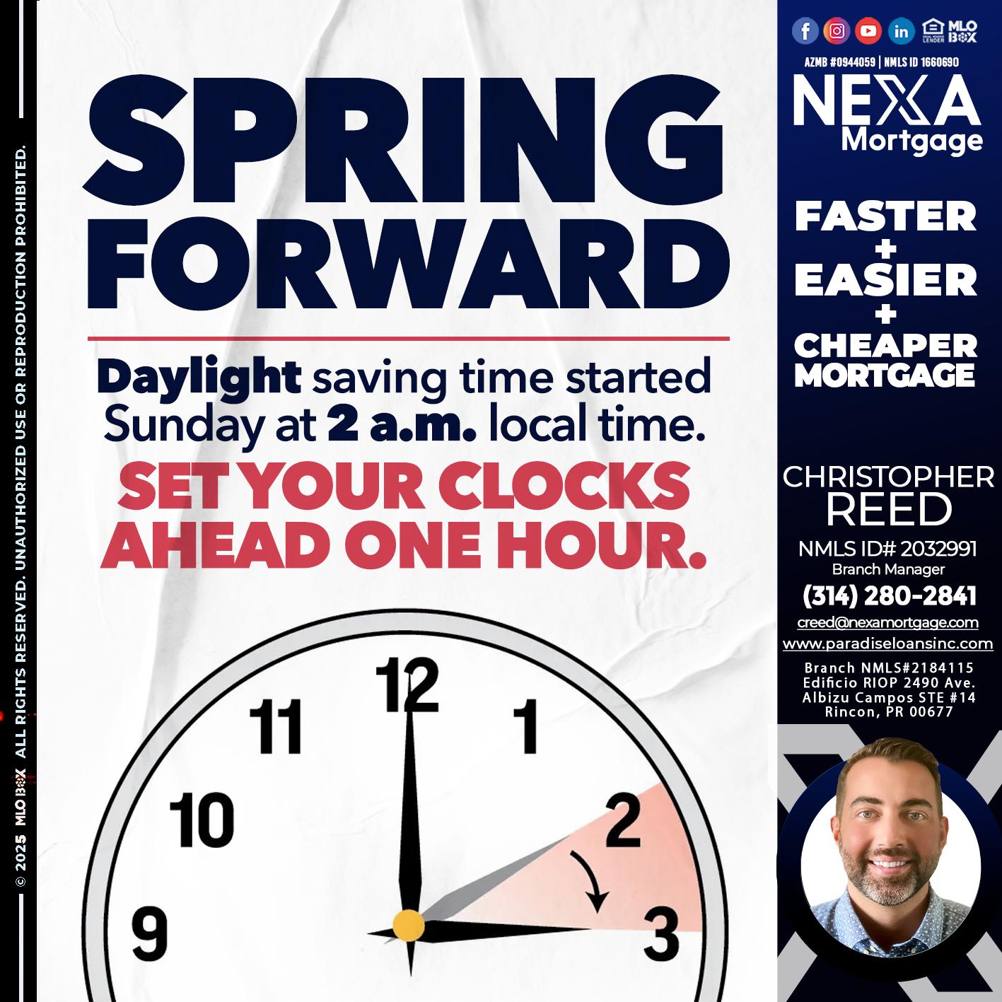 SPRING FORWARD - Christopher Reed -Branch Manager