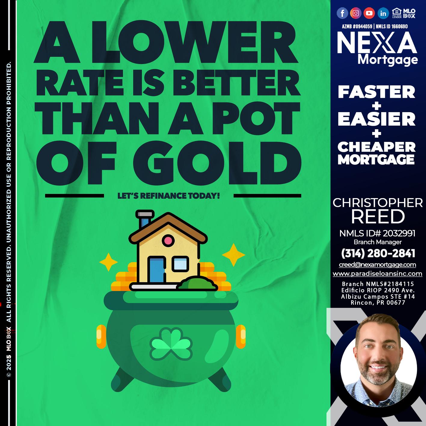 A LOWER RATE - Christopher Reed -Branch Manager