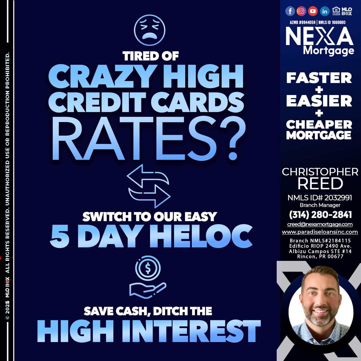 TIRED OF HIGH RATES - Christopher Reed -Branch Manager