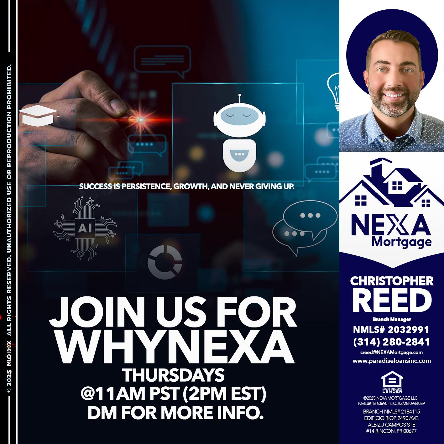 JOIN US FOR WHY NEXA - Christopher Reed -Branch Manager