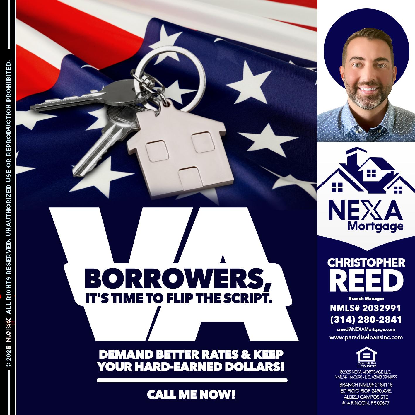VA BORROWERS - Christopher Reed -Branch Manager
