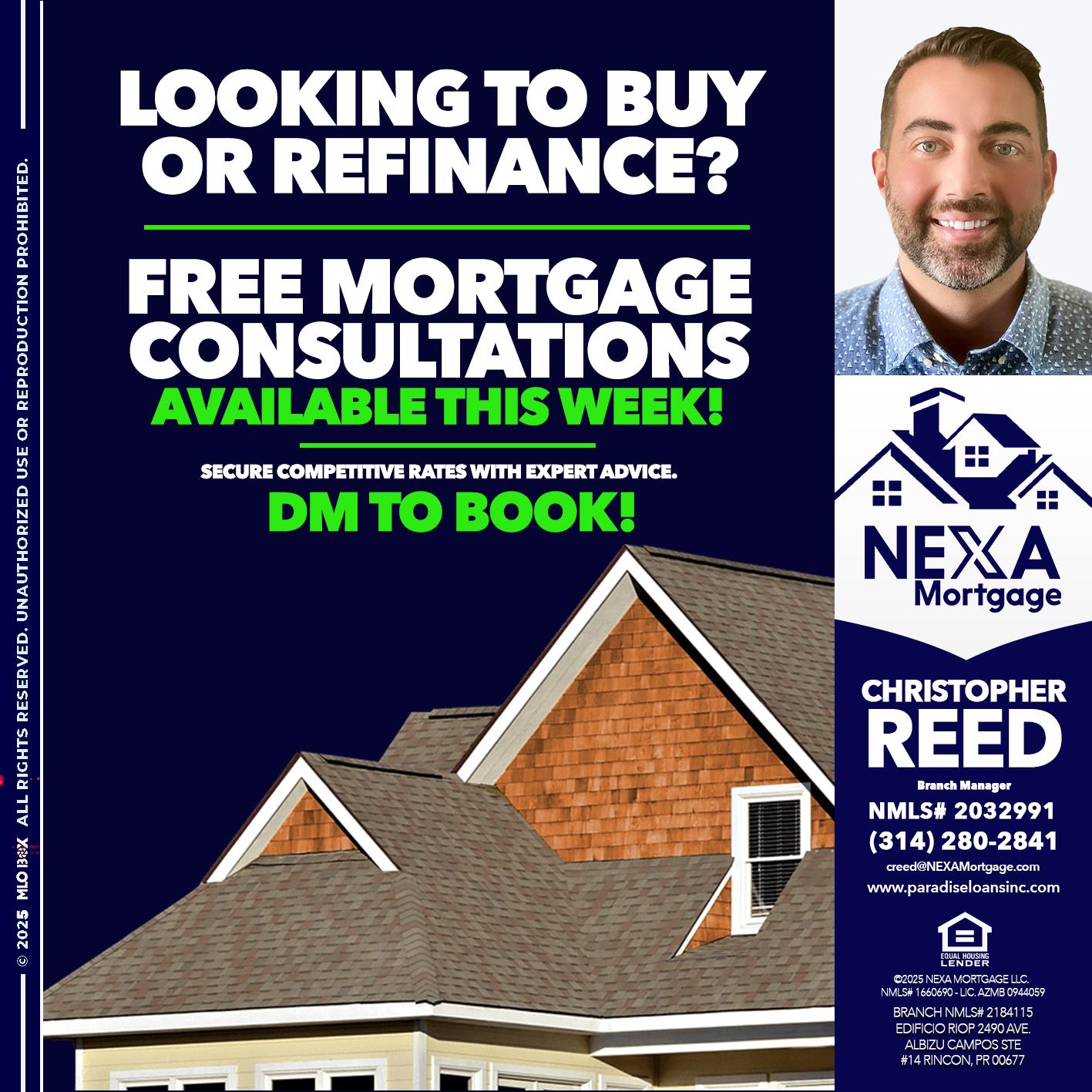 LOOKING TO BUY OR REFINANCE - Christopher Reed -Branch Manager