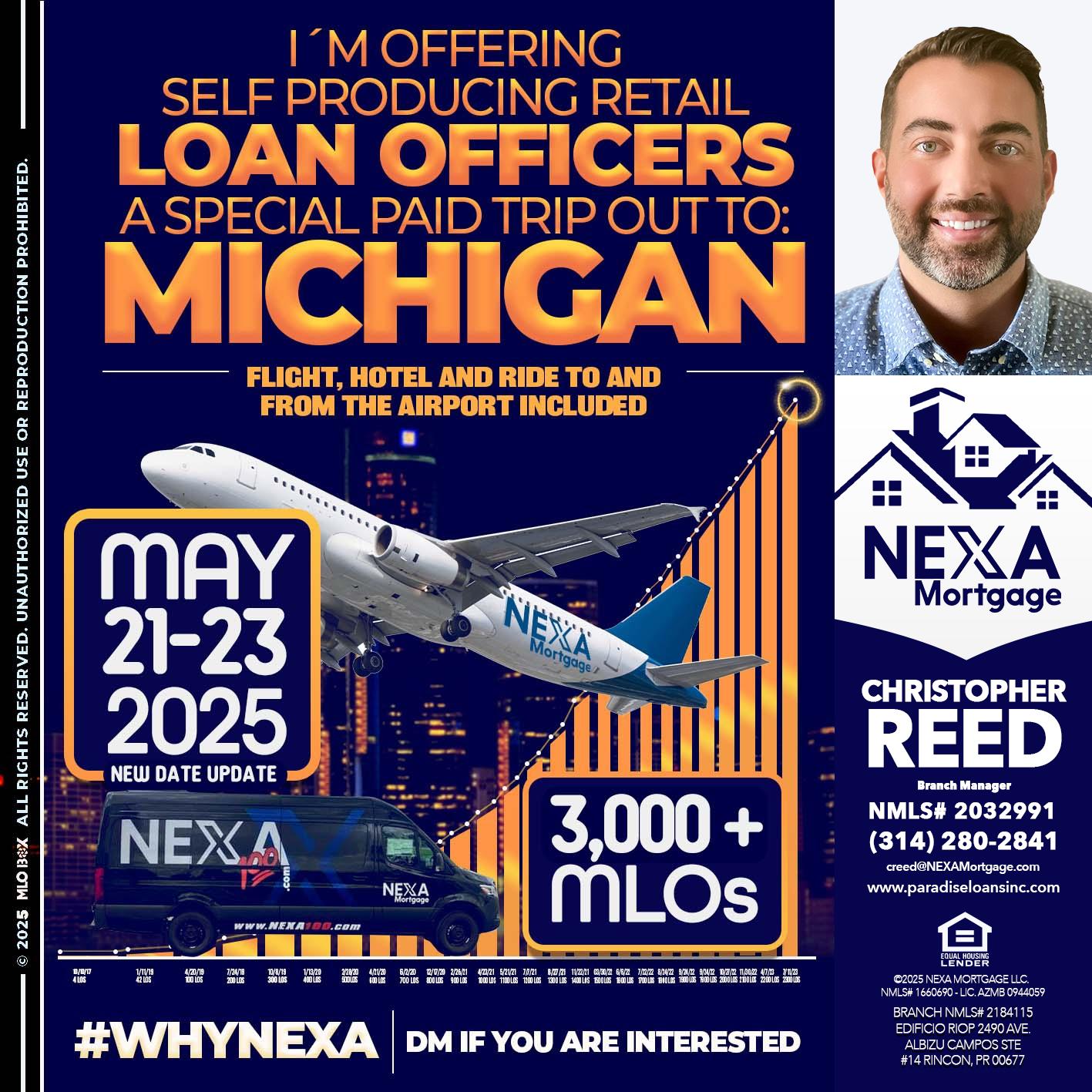 MICHIGAN TRIP (DATE UPDATE? - Christopher Reed -Branch Manager