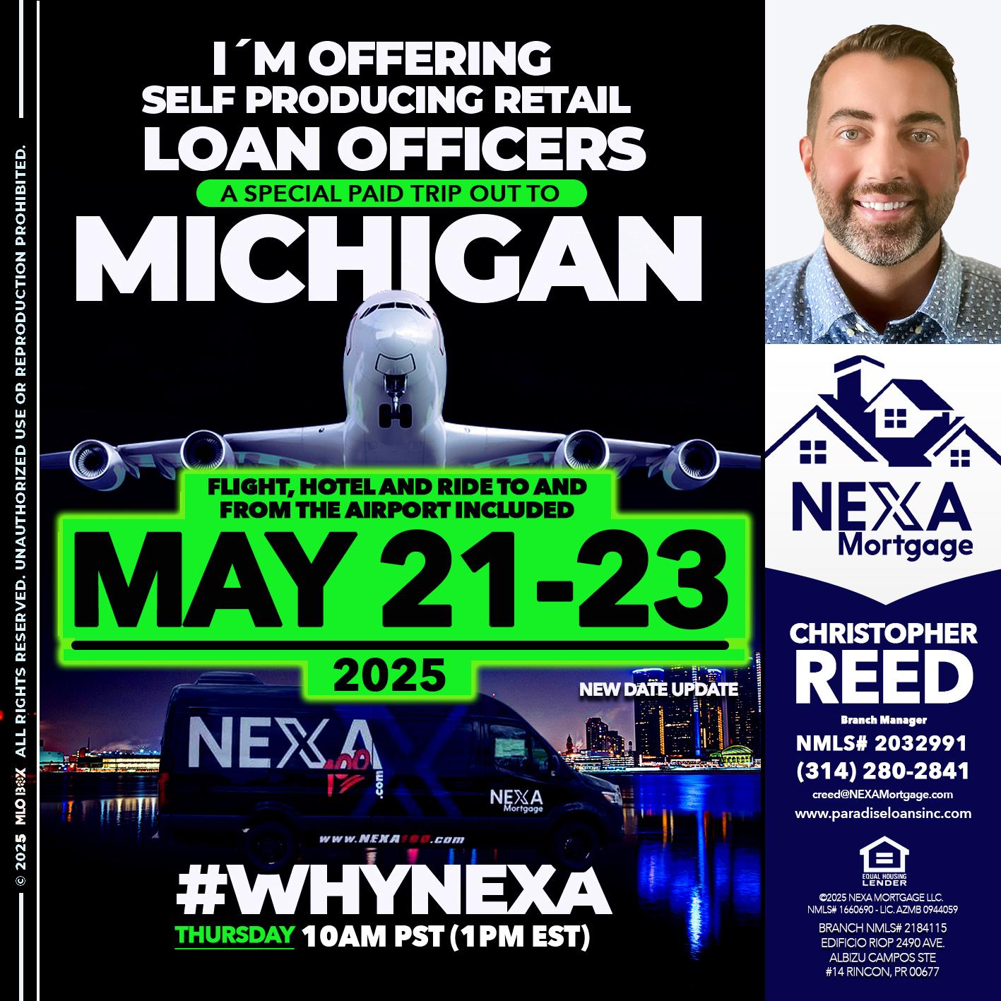 MICHIGAN TRIP - Christopher Reed -Branch Manager