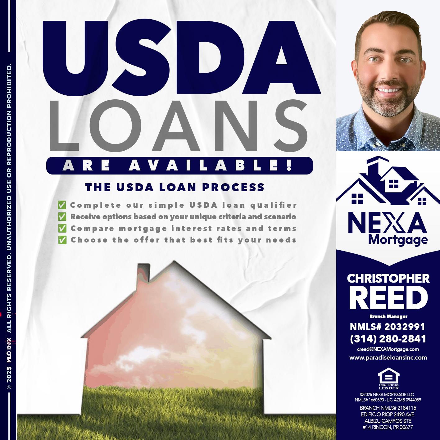 USDA LOANS - Christopher Reed -Branch Manager