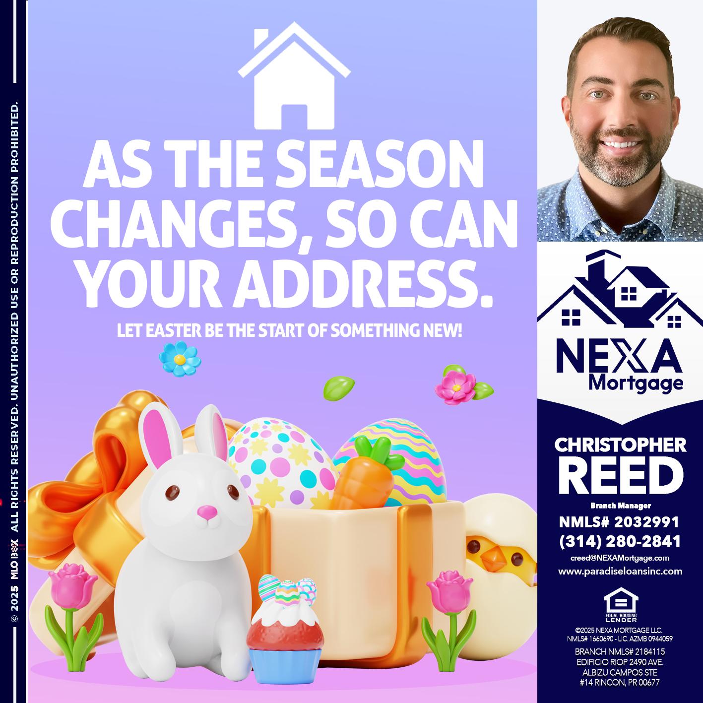 EASTER DAY - Christopher Reed -Branch Manager