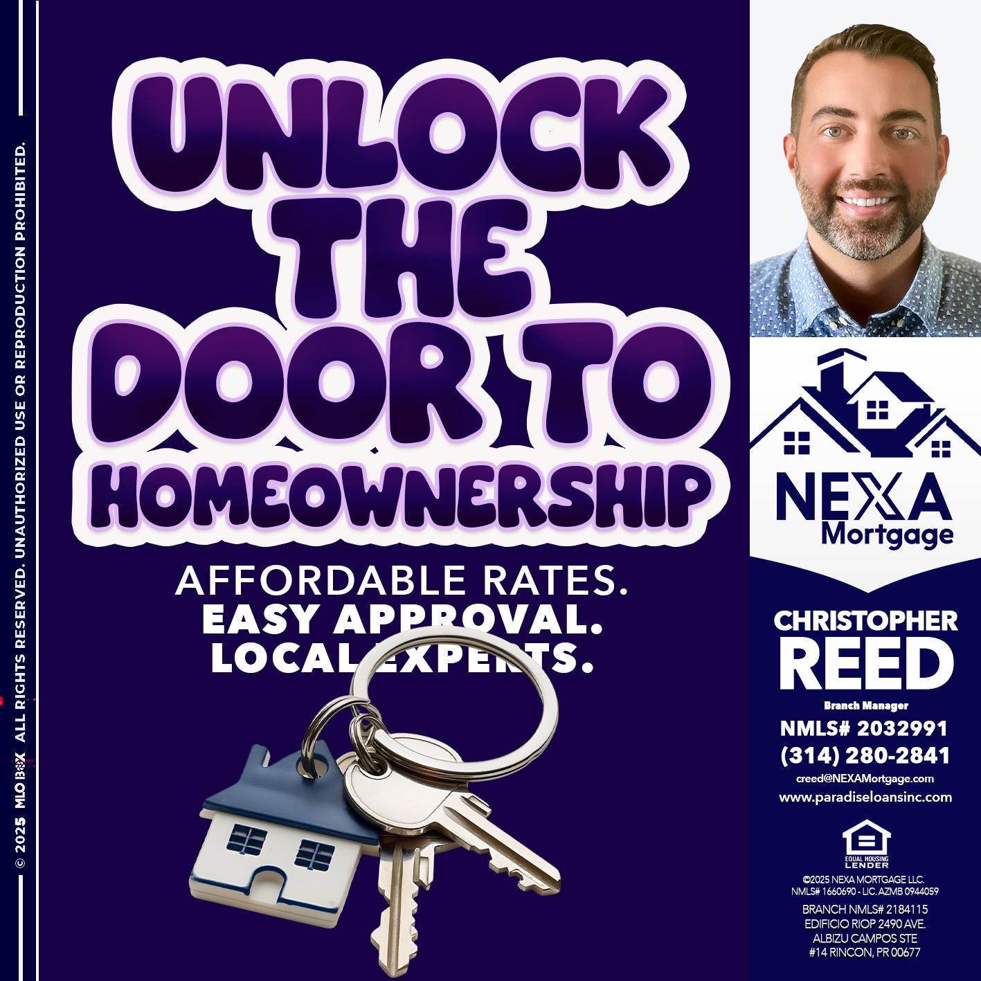 UNLOCK THE DOOR - Christopher Reed -Branch Manager