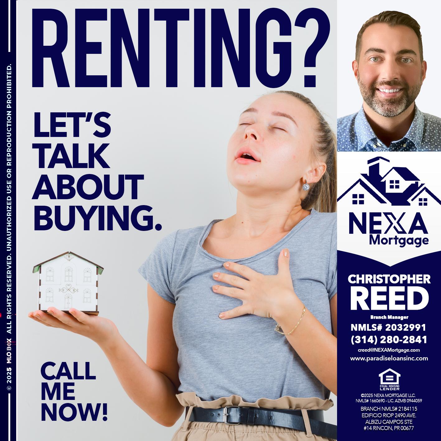 RENTING? - Christopher Reed -Branch Manager