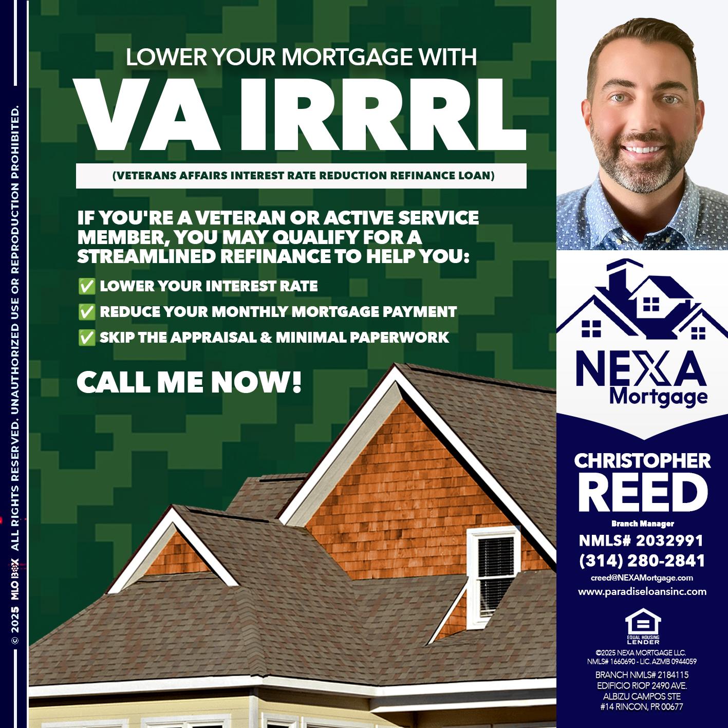 VA IRRRL - Christopher Reed -Branch Manager
