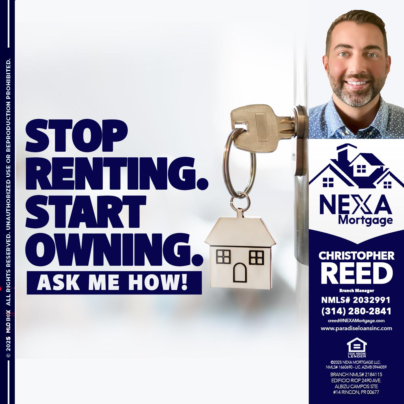 STOP RENTING - Christopher Reed -Branch Manager