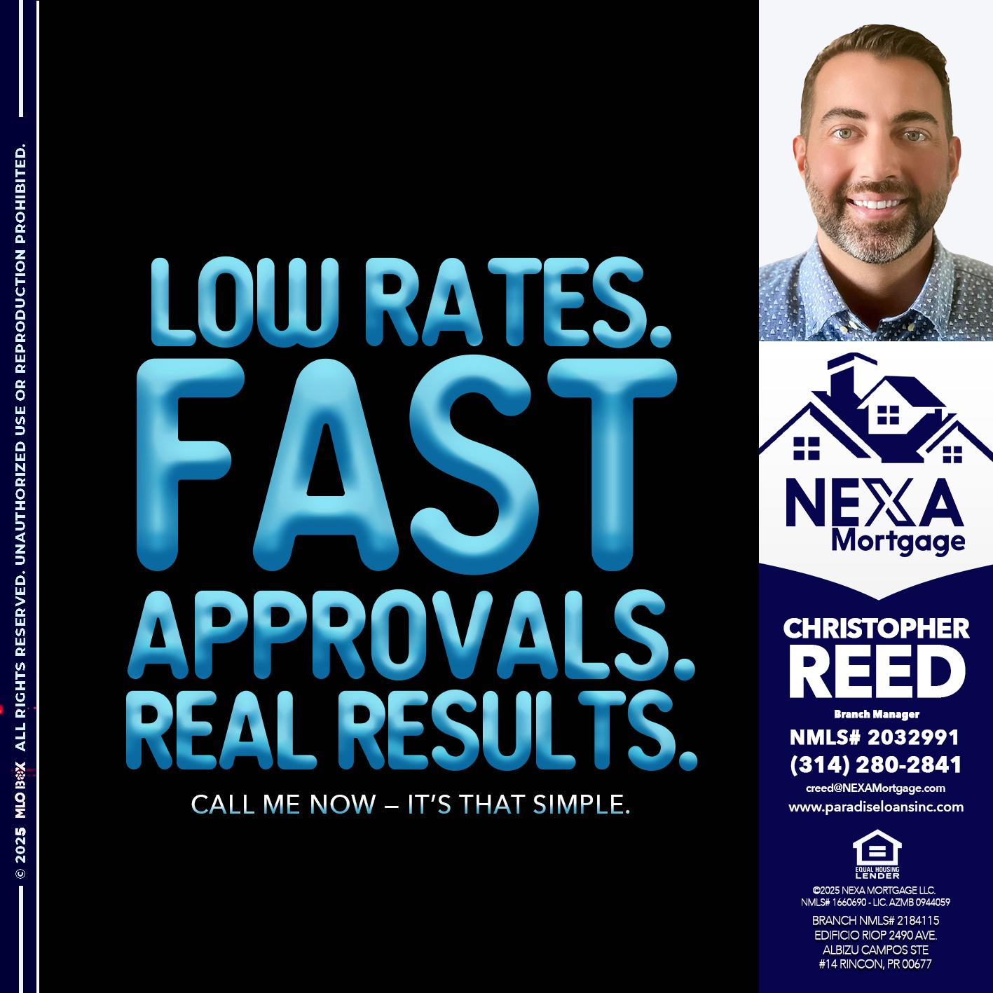 LOW RATES - Christopher Reed -Branch Manager