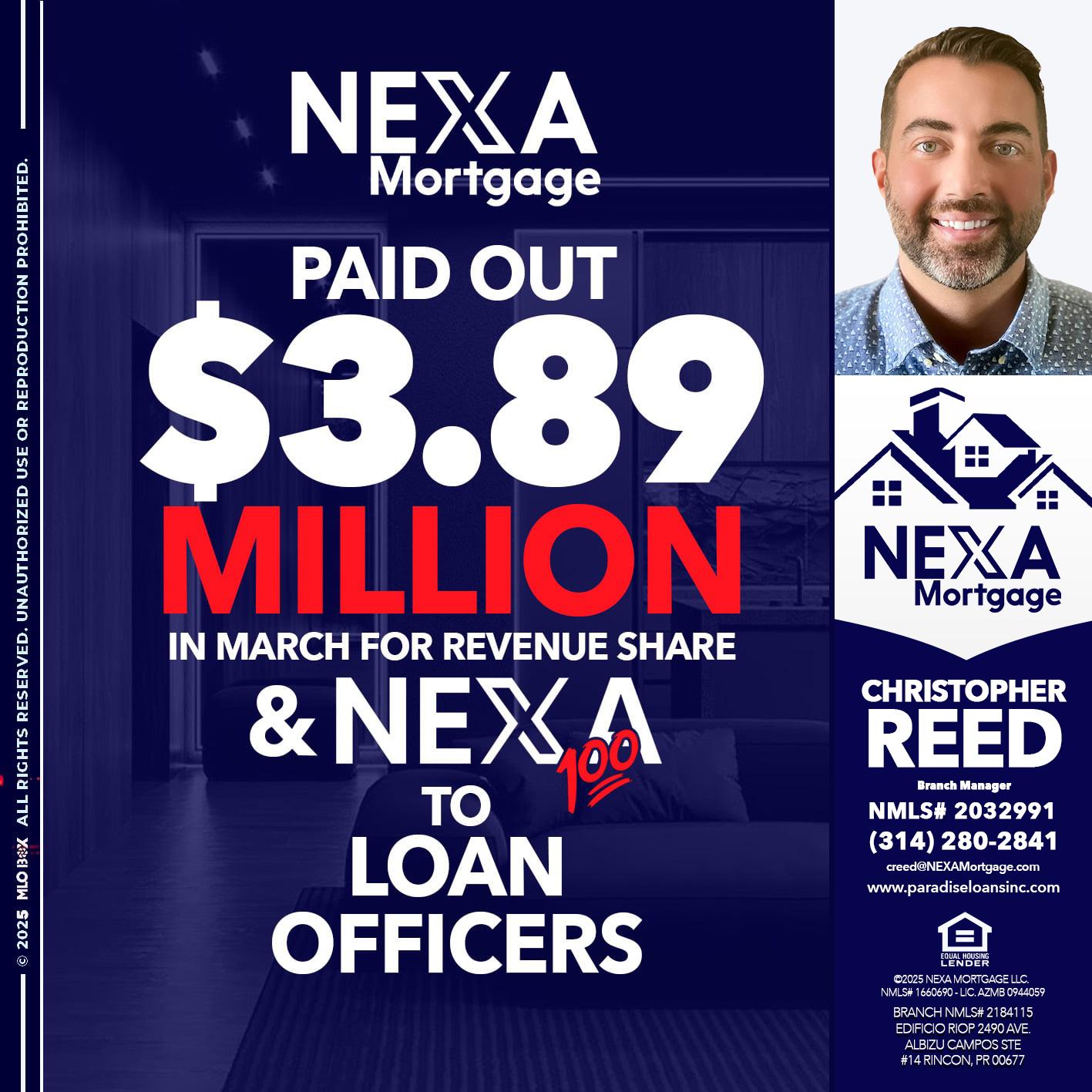 NEXA PAID OUT - Christopher Reed -Branch Manager
