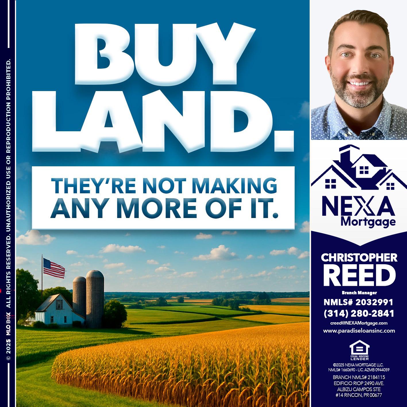 BUY LAND - Christopher Reed -Branch Manager