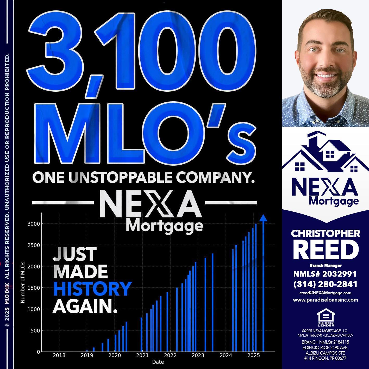 3,100 MLO´s - Christopher Reed -Branch Manager