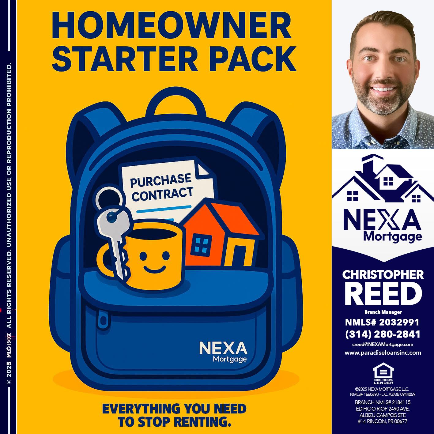 NEED A HOMEOWNER PACK.. - Christopher Reed -Branch Manager