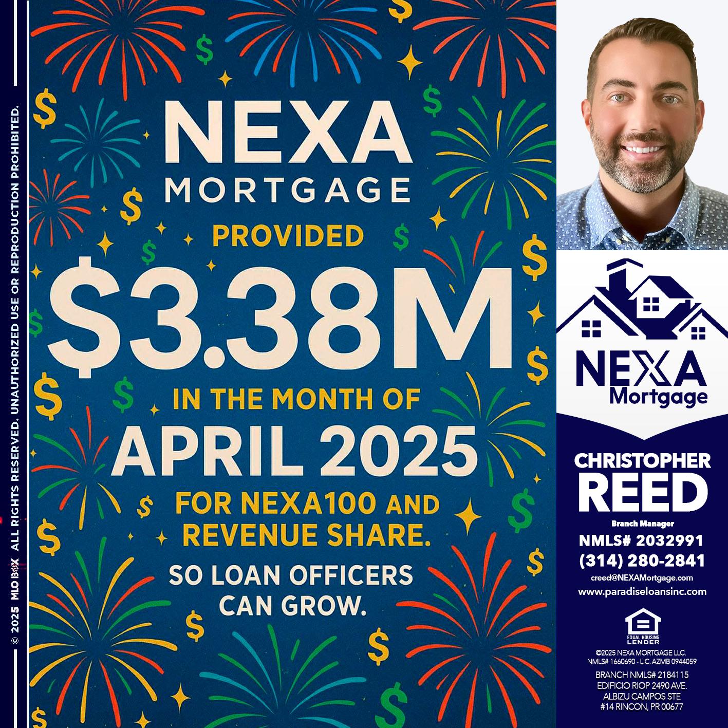$3.38M - Christopher Reed -Branch Manager