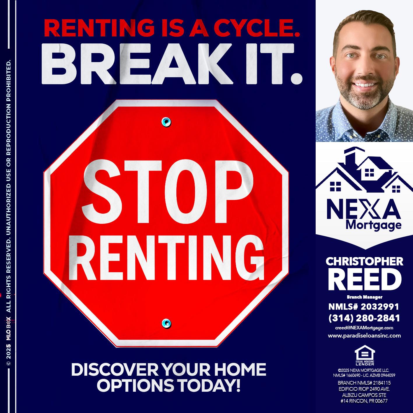 STOP RENTING - Christopher Reed -Branch Manager