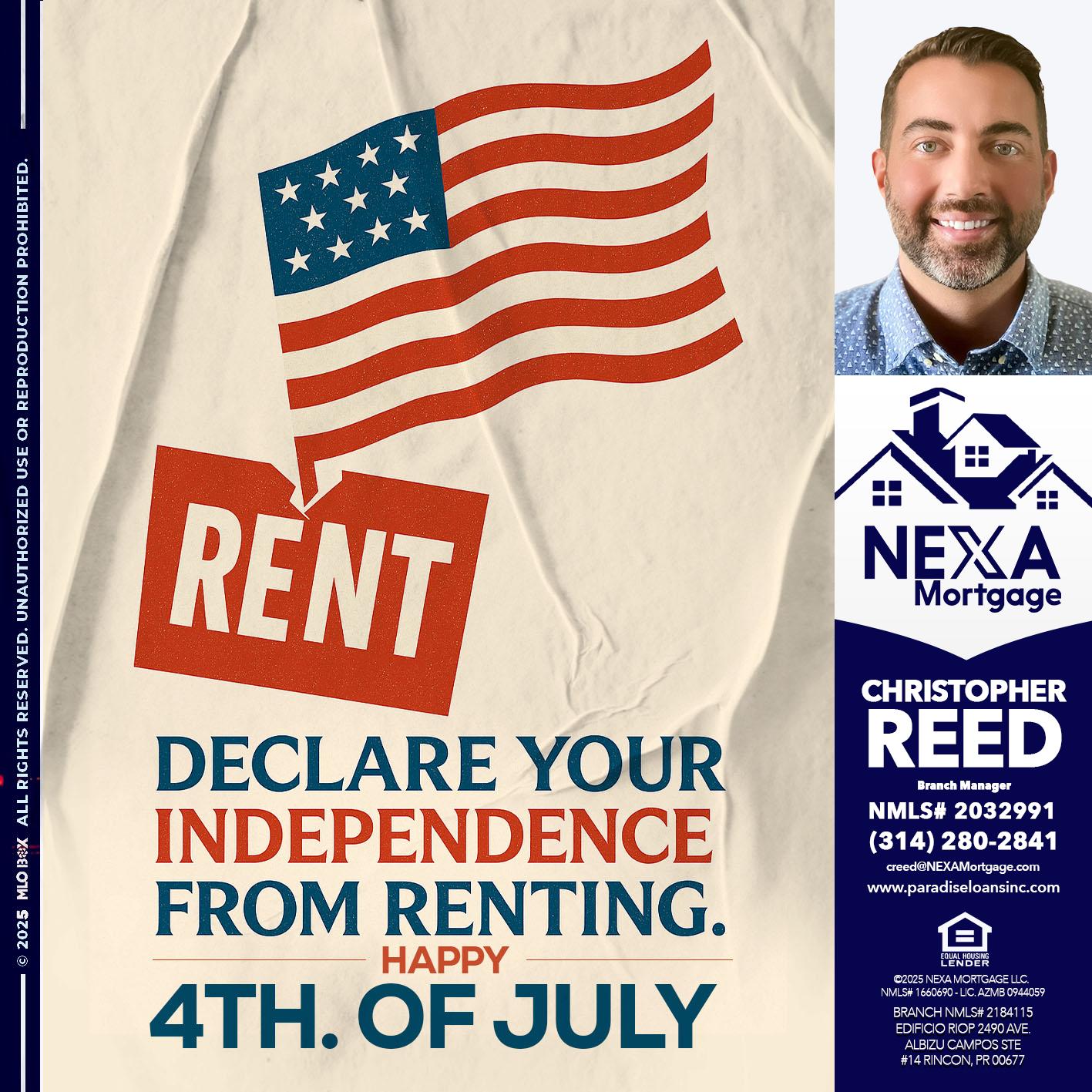 DECLARE YOUR INDEPENDENCE - Christopher Reed -Branch Manager