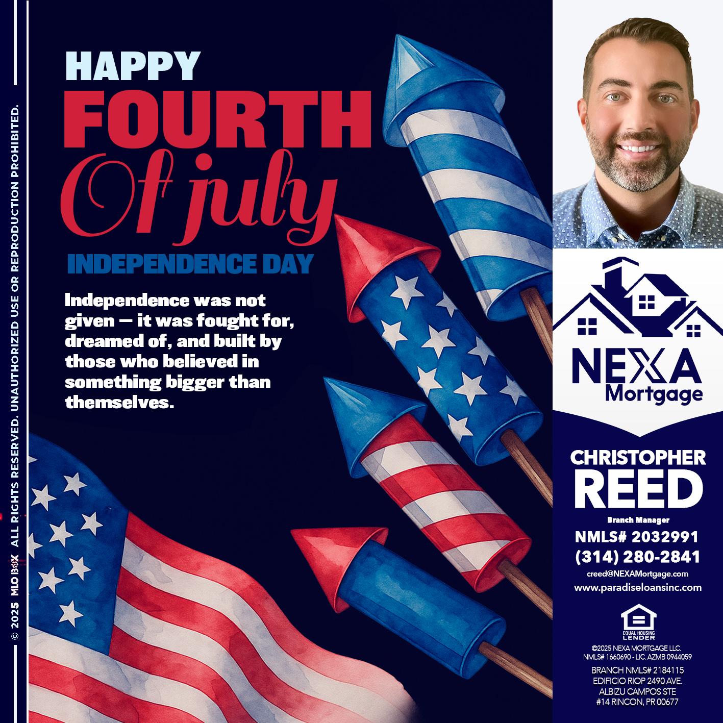 happy fourth - Christopher Reed -Branch Manager